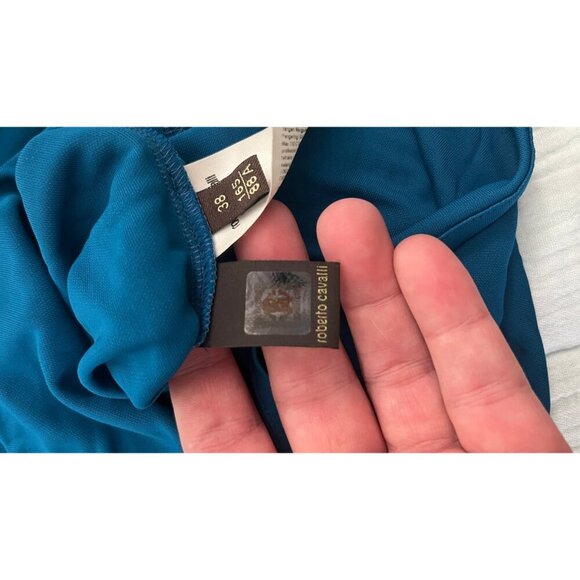 ROBERTO CAVALLI  MANDARIN RUFFLE COLLAR BLOUSE SMALL - Picture 8 of 10